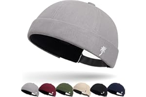 DURINM Cotton Docker Cap Seemannsmütze Hafenmütze Original Dockermütze Herren Sommer Brimless Hat Kopfbedeckung Seemannskappe Herren Verstellbar Cap Ohne Schirm Retro Brimless Hat Rolled Cuff Fischermütze