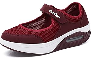 TT Global Femme Mailles Chaussures de Fitness Baskets Mode Compensées Mary Janes Sandales Marche Baskets Plateforme pour Femme Espadrilles Chaussures de Sport Eté