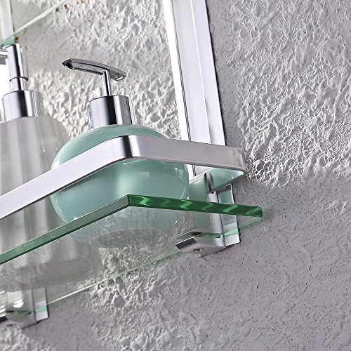 KES 8mm starkes Sicherheitsglas Regal mit Aluminium-Pfosten-Wall Mount rechteckigen Doppeldeck, A4126B - 5