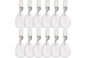 DEAYOU 12 PCS Marble Table Weights, Teardrop Table Cover Hanger with Metal Clip for Picnic, Garden Flag, Curtain (White)