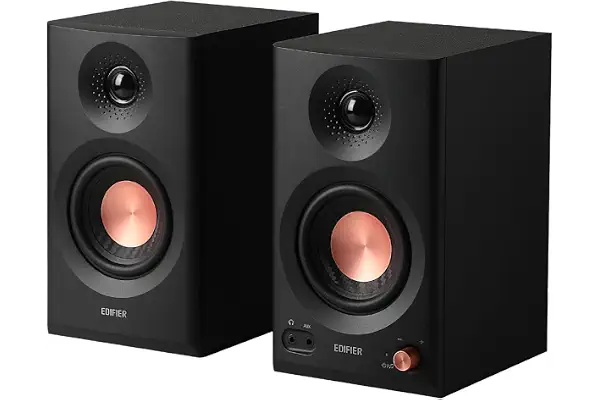 Edifier MR3 Studio Monitor Altavoces, Bluetooth V5.4 Altavoces de estantería Activos, Hi-Res Audio 2.0 Altavoz de computadora con Entrada TRS RCA AUX，para Multimedia y Juegos - Negro