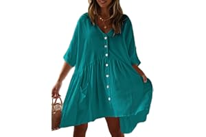 Bsubseach Mujer Casual Bikini Traje de baño Cubrir Blusas Playa Túnica Vestido Talla única