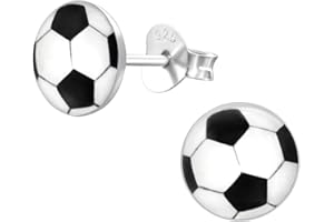 Monkimau Mädchen Ohrringe Fussball Ohrstecker aus 925 Sterling Silver Silber