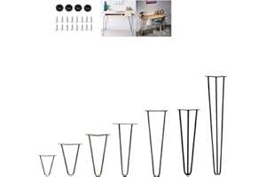 AUTOBABA 4Pcs Hairpin Table Legs Heavy Duty DIY Furniture Metal Table Legs with Free Screws & Protector Feet - Stable Standard Table Height, 10cm to 72cm, 3Rods, Raw Steel (41cm)