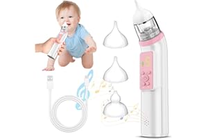 MODERN INNOVATIONS Aspiratore Nasale Neonato Elettrico, Aspiratore Nasale Elettrico per Bambini, include 3 Silicone Morbido, 5 Livelli di Aspirazione Regolabile, Ricaricabile con Funzione USB-C, Musica e Luce Integrate