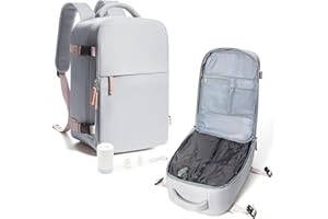 suradar Zaino Sottovuoto Viaggio, Zaino Ryanair 40x20x25 Con Pompa Sottovuoto Travel Backpack Bagaglio a Mano 40x20x25 Ryanair Aereo Zaini 14 Pollici Porta PC Grigio