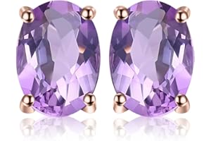 JewelryPalace Owalny krój Kolczyki sztyfty z prawdziwych kamieni szlachetnych Srebro 925 Kolczyki damskie Srebro Birthstone Girls Różowe złoto Złoto