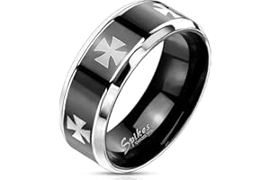 viva-adorno Edelstahl Ring Herren Herrenring Eisernes Kreuz Iron Cross Schwarz Biker RS56ek