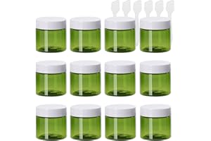 BPZXL 12 Pezzi 50ml Verde Plastica Crema Barattoli Vasetto con coperchio Bianco Barattoli Cosmetico Contenitore per per Crema Balsamo Labbra Campione