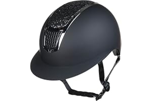 HKM Glamour Shield, Caschi da Equitazione Unisex Adulto, 9171 Nero/Argento, 56-58 cm