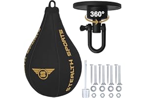 STEALTH SPORTS Speed Ball Boxing – MMA Speed Bag & Hanging Swivel Kit for Boxing Training – Punching Bag for Muay Thai, Kickboxing, Martial Arts, Reflex and Speed Training Striking Bag