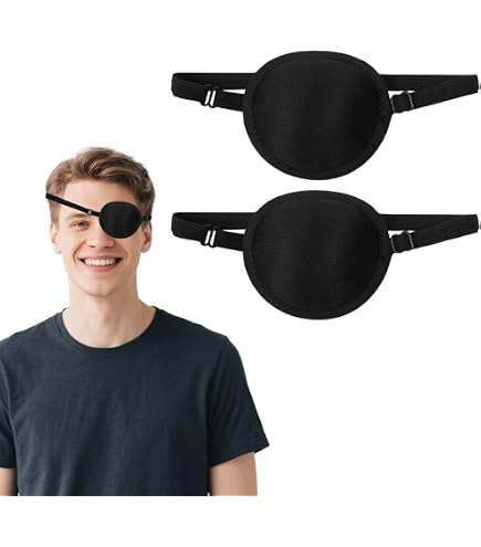 Lot De 4 Cache Œil Ajustables - Pour Amblyopie, Strabisme, Adultes/Enfants (Noir, Pirate, Léopard)