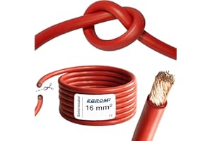 EBROM Cavo per batteria Hi-Flex (Hi Flex) 16 mm2 - al metro in rosso - molto flessibile - guaina in PVC (70 ± 5 Shore) - 100% rame OFC 16 mm² - come cavo di avviamento, cavo di ricarica o simili