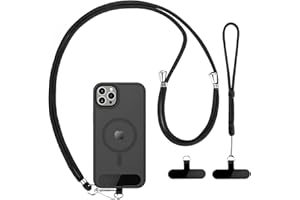 Caremore Cordon Telephone Portable1 Bandeau de Cou Réglable,1 Pcs Bandeau de Poignet,2 Patchs Noirs Durables,Corps croisé Universel, Multifonctionnel Compatible avec