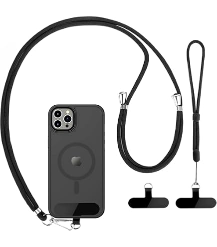 3 PCS Cordino per Telefono, Cordino per Cellulare Universale, Regolabile Cordino Tracolla per iPhone Huawei Samsung e Tutti Gli Smartphone (Nero + Rosa brillante + Viola chiaro