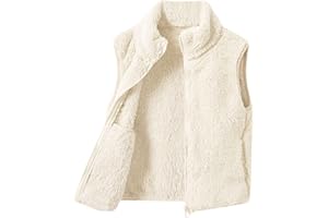 GLÜCKSVOGEL TeddyFleece Weste Kinder Jungen Mädchen Fleecejacke Stehkragen Reißverschluss Teddyfleece Ärmellos Jacke Kurz Winter Warm Teddyweste Outdoor Winterjacke Plüschweste Übergangsjacke Pelzjacke
