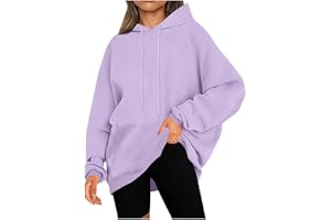 KOG Hoodie Damen Warme Hoodies Einfarbige Kapuzenpullover Winter Bekleidung Teenager Mädchen Sweatshirt mit Kapuze Vintage Oberteil Mode Frauen Warm Einfarbig Locker Hoody Retro Pullover