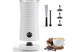Morpilot Mousseur à Lait Électrique 4 en 1 à Mousse Chaude et Froide et Chauffe-lait, Emulsionneur Automatique 400W 240ml pour Cappuccino Macchiato Latte