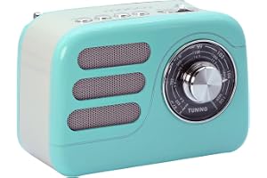 Mooov 477240 - Vintage Bluetooth 5.4-radio med uppladdningsbart batteri, retro bärbar FM/Am/SW-radio, kompakt trådlös högtalare, USB och microSD, 6 timmars batteritid - turkos