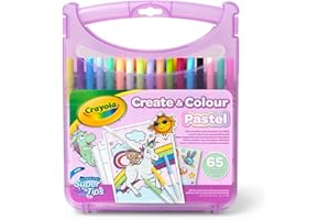 CRAYOLA Pastel Create & Carry Case | 65+ Pieces Including Markers, Stickers, Line Art | Ages 4+