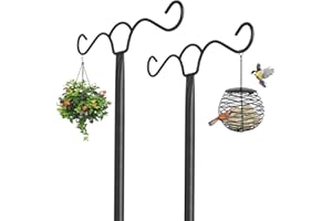SEGNAYEN Lot de 2 supports pour mangeoires à oiseaux, supports de 197 cm, supports autoportants pour mangeoires à oiseaux, crochets doubles en métal robuste pour lanternes
