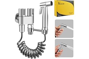 NAKIHOUSE Bidet Handbrause für Toilette, Edelstahl Bidet Handbrause Set mit 1-in-2-out-Doppelsteuerventil Wasserhahnspender und Schlauch Zum Waschen Von Haustieren, Reinigen Des Badezimmers, Chrom