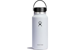 HYDRO FLASK - Water Bottle 946 ml (32 oz) - Vacuum Insulated Stainless Steel Water Bottle with Leak Proof Flex Cap and Powder Coat - BPA-Free - Wide Mouth - White