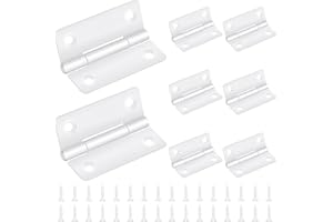 Bolatus - 8 cerniere pieghevoli in acciaio inox, 50 x 39 mm, per porte in legno, armadi, finestre, porte, set con 32 viti, colore bianco