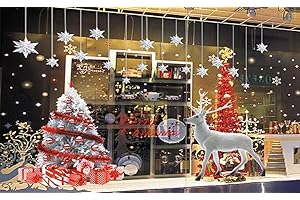 YULOONG Adesivi statici per finestre di Natale Rimovibili Vinile Babbo Natale Albero di Natale Pupazzo di neve Fiocco di neve Cervo Parete per porte e finestre Vetrina Adesivo per decalcomanie