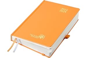 POPRUN Academic Diary 2024-2025 Day to Page A5 Hardback Mid Year Daily 24/25 Planner (Aug'24 - Jul'25) A Day per Page 30 Minutes Interval Appointment Diary (Orange)