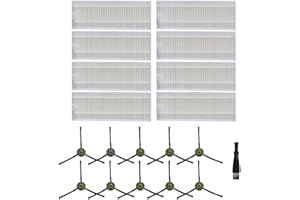 DONKIVVY Kit di 19 spazzole laterali con filtro HEPA per robot aspirapolvere OKP Life K2 K3 K4 K5, 8 filtri HEPA, 10 spazzole laterali, 1 spazzola per la pulizia