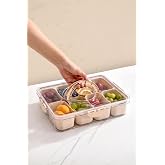 Kitchen Life 8 B&ouml;lmeli Silikon Vakum Kapaklı Kahvaltılık Sunum Seti - &Ccedil;ok Fonksiyonlu Takım &Ccedil;antası,Bej