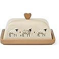 Cooksmart British Designed Ceramic Butter Dish with Lid | Large Butter Dish for All Types of Kitchens | Butter Dishes for All Sizes of Butter - Highland Sheep