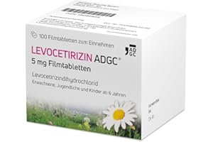‎ADGC LEVOCETIRIZIN-ADGC® 5mg - 100 Stück - Allergie-Tablette mit vergleichbaren Ergebnissen wie Cetirizin bei halber Dosierung - zur Therapie von Allergiebeschwerden wie Heuschnupfen und Nesselsucht