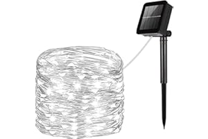 LiyuanQ Solar String Lights Outdoor, Upgraded 1 Pack 120 LED Solar Fairy Lights 39ft 8 Modes Waterproof Outdoor Garden Light Copper Wire Lighting for Wedding Patio Yard (Cool White)