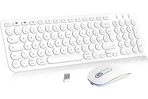 PINKCAT Tastiera e Mouse Wireless, Bluetooth e 2.4 G Tastiera e Mouse, Batteria Ricaricabile Design Ergonomico Set tastiera e mouse per PC/Tablet/Windows, iOS, Mac OS - Bianca