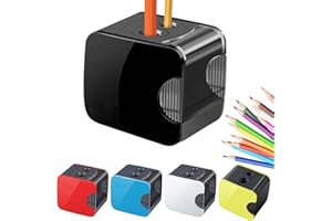 AXINYINGESS elektrischer anspitzer，Elektrischer Spitzer für Kinder Doppelloch elektrischer spitzer dicke und dünne stifte，Perfekt für Kinder im Büro oder zu Hause (black)