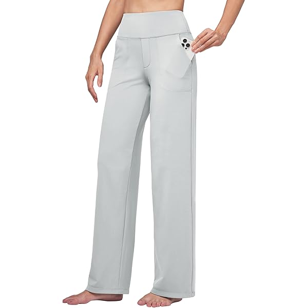 WILLIT Wijde yogabroek voor dames, sportbroek, Activewear broek met zakken, buikcontrole, stretch, casual, lounge, comfortabele sweatpants, hoge taille, donkerblauw, M