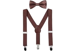 CXNXFD Kinder Hosenträger Fliege Set, Kinder-Hosenträger mit Elastischer Y-Form Verstellbar mit Clips