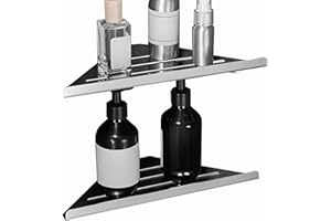 Biutimarden Mensola Angolare per Doccia,Senza Foratura Acciaio Inox Stoccaggio Portaoggetti da Bagno,Antiruggine Autoadesiva Triangolo Accessori Bagno per Bagno Cucina(Cromo,Confezione da 2)