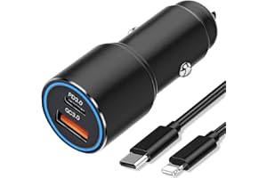MZBESTCABLE Chargeur Voiture USB C PD &QC 3.0 pour iPhone 14 12/13 Pro/14 Pro Max/12 Mini/Se 2020 2022 XR XS X 11 7/8 Plus,XS Max,Chargeur Auto Allume Cigare Rapide 36W Power Delivery/Quick Charge 3.0+Cable