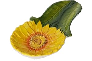 Keyhomestore-Portamestolo in Ceramica Decorato a Mano 100% Made in Italy Girasole - 27x12x2,5H - Ideale Come Decorazione per Interni.