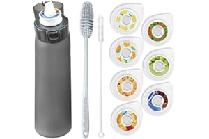 GÉNÉRIQUE Gourde Sport, avec Lot de 7 capsules aromatiques pour bouteille d'eau, Pods parfumés pour eau aromatique 0 sucre, Sans BPA, bouteille d'eau étanche, pour gym,course à pied.Camping et randonné