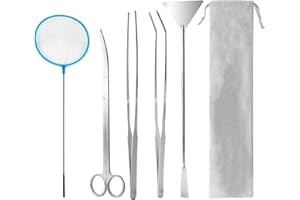 SGEHAI 5 in 1 Set di Attrezzi Acquario - Forbici, Pinzette, Spatola e Strumenti di Aquascaping Inossidabile per Terrario
