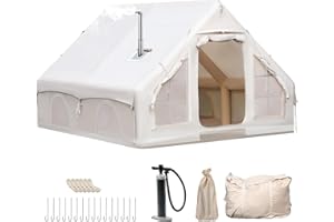 AFITDON Tienda de campaña inflable con apertura de chimenea y claraboya, para exteriores, 2-10 personas, con bomba de aire, de tela Oxford impermeable, para las 4 estaciones, montaje rápido