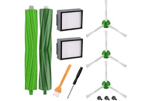 APZOVO Kit Recambios Repuestos y Accesorios Compatible con iRobot Roomba E & I Serie i7 i7+ i3 i3+ i4 i4+ i6 i6+ i8 i8+ E5 E6 E7 Aspiradora, 2 Cepillos de Goma, 2 Filtro, 3 Cepillo Lateral