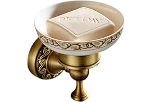 Weare Home Minimal Retro sólido Cobre y cerámica – Jabonera, Klassic para Cocina con 91808 Bronce Revestimiento Pared Montaje Agarre Bar Baño Accesorios Baño Decoración