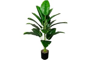 AIVORIUY Plantes Artificielles Interieur Exterieur Arbres Artificiel en Plastique Pot, Fausse Plante Verte pour la Décoration de la Maison Bureau Salon Balcon Cour Jardin (80cm Verte Banane)