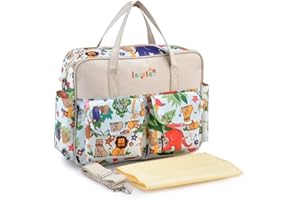 INSULAR Multifunctional Waterproof Mummy Shoulder Bag Diaper Bag Chic Nappy Changing Bag Tote/Messenger Style Large Light Weight with Changing Mat, Adjustable