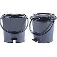 Kuber Industries Pack of 2 Plastic Dustbin for Home with Pedal, Lid & Handle | 7 Ltr Dustbin for Kitchen, Bathroom & Office | Garbage Bin for Wet or Dry Waste | Check Dhakkan- Grey & Black